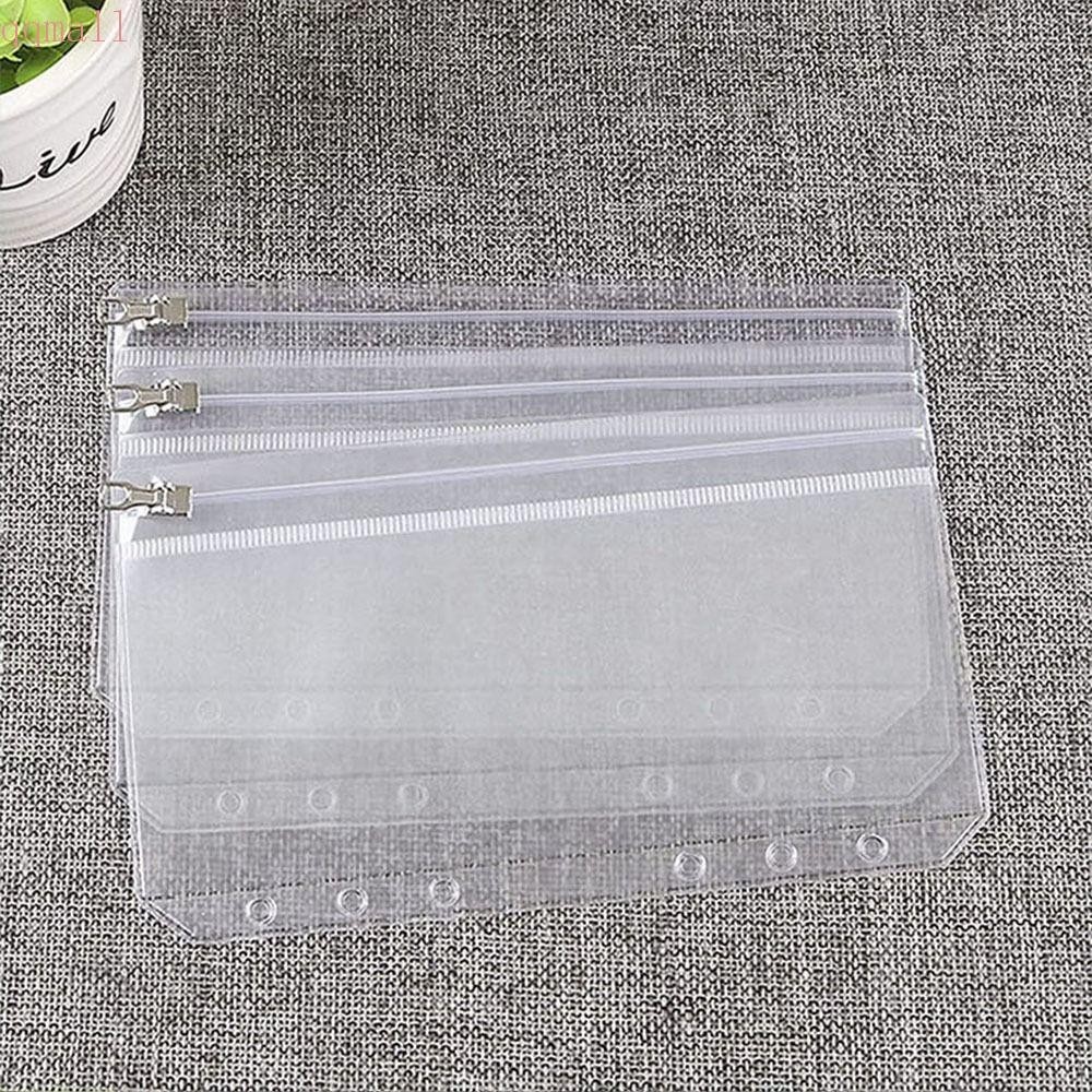 Qqmall 5 ชิ้น A5 A6 กระเป๋า PVC ใส, เอกสาร Organiser กระดาษ Organizer Binder ซองจดหมายเงินสด, แฟ้มโปร่งใสผู้ถือโลหะซิป Binder กระเป๋าเครื่องเขียน