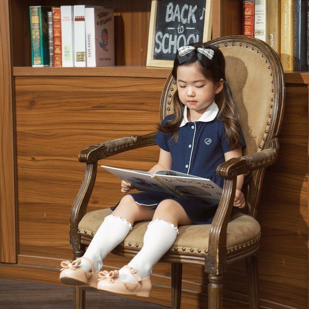 Bubaby BPN5303SN Ponie ชุดเดรสแขนสั้นคอปกโปโลกลางกระดุมสําหรับเด็กทารก