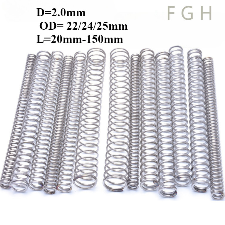 [FGHYT-1-y] สปริงกด-สปริงดัน สปริงอัด สปริงดันทั่วไป เหล็กสปริง ขนาด 65Mn เหล็ก (เส้นผ่านศูนย์กลางสายไฟ 2.0 mm. เส้นผ่านศูนย์กลางภายนอก 22/24/25 mm. ยาว 20 mm-150 mm.) compression spring