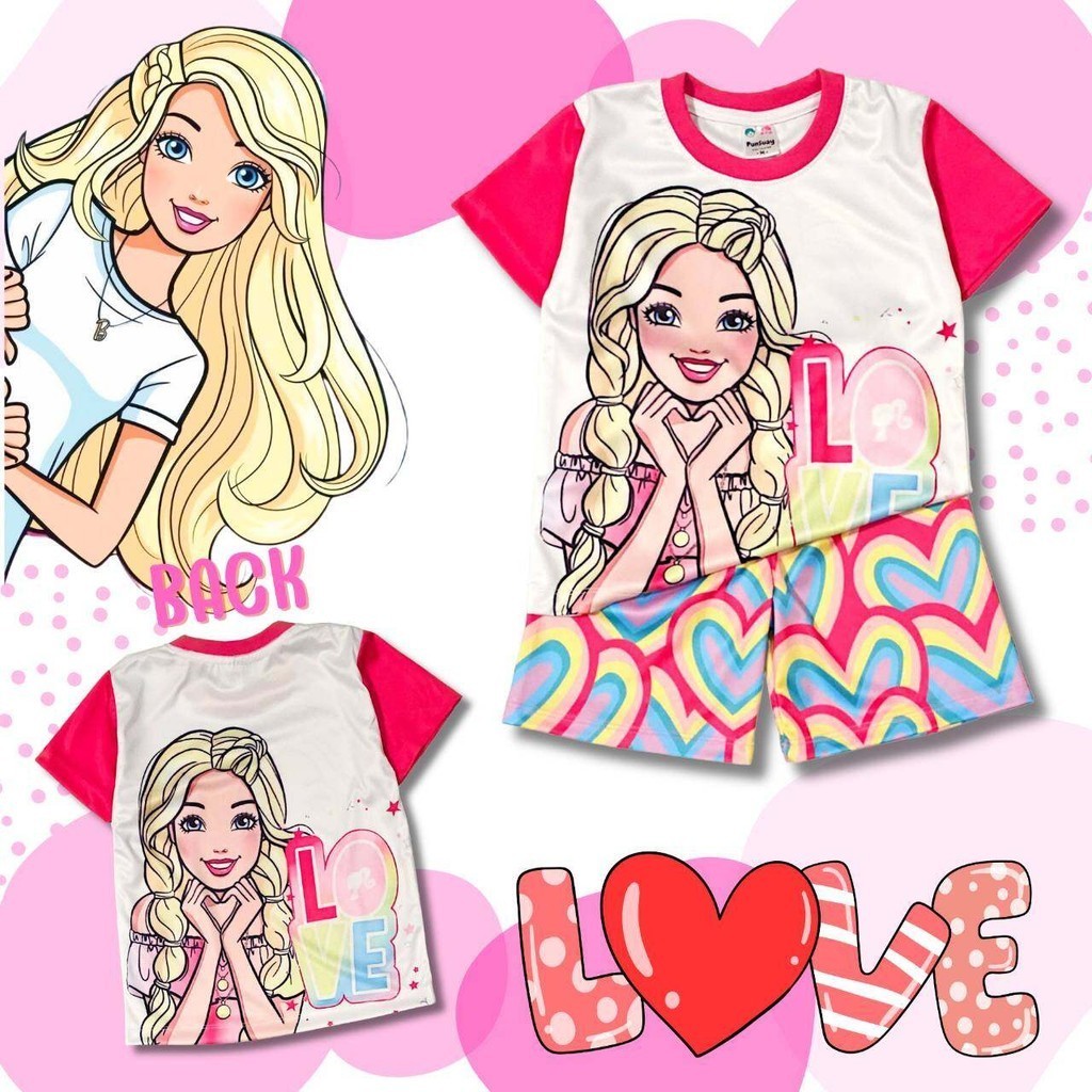 DOL0956#1 เสื้อผ้าเด็ก เสื้อแขนสั้น+กางเกงขาสั้น ลายการ์ตูน ตุ๊กตา เนื้อผ้าไมโครเกรดA ชุดเด็กแฟชั่น ชุดเด็กลายการ์ตูน