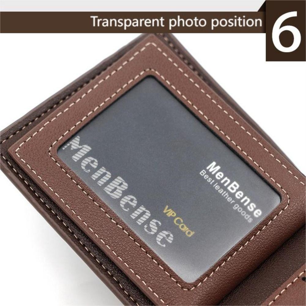 Uumir กระเป๋าสตางค์ใบสั้น, พร้อม Hasp Multi Slot Mashed Wallet, Fashion Large Capacity PU Leather Coin Purse Men ราคา ถูกที่สุด ดีลบีเคเค แกลเลอรีภาพที่ 6