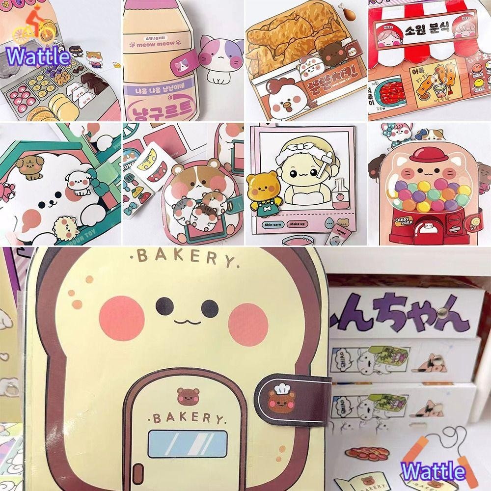Wattle Waffle Quiet Book, กระดาษที่มีสีสันการ์ตูน Busy Book, ไก่ทอดน่ารักร้านสะดวกซื้อของเล่นทํามือสแน็คบาร์สติกเกอร์เกม ของขวัญของเล่นสําหรับเด็ก