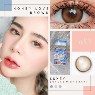 คอนแทคเลนส์(กลาง)🔥Honey Love🔥(LuxzyLens) สี : Brown / Gray ร…