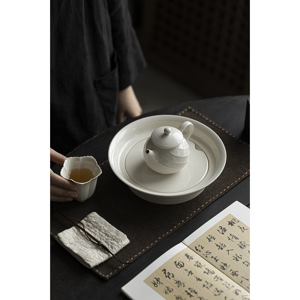 หญ้าเคลือบถาดชาขนาดใหญ่ในครัวเรือนเก็บน้ําถาดชา Handmade เซรามิค Double-Layer แห้ง Brewing ตารางถาดชาเซรามิค [A323-01] - รูปที่ 4