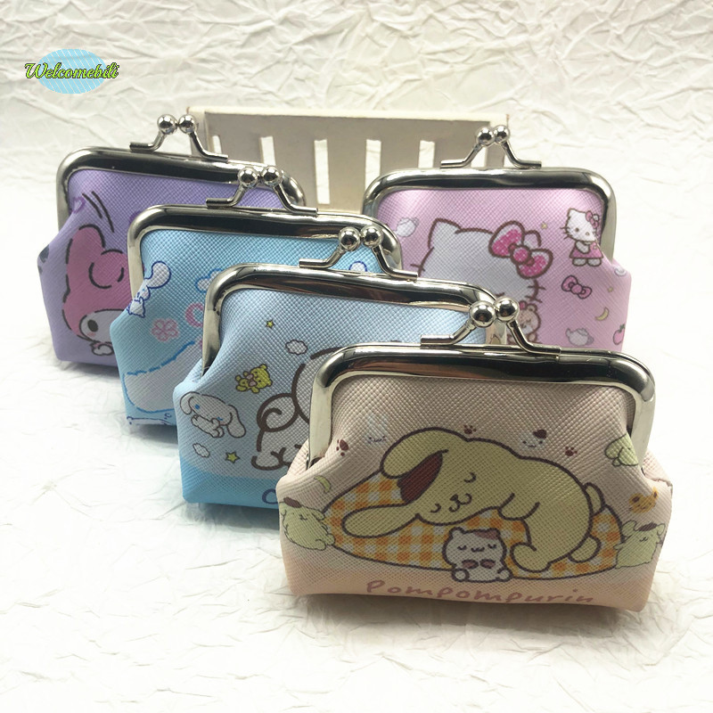 SANRIO [Welcomebili] 1pcหูฟังเหรียญกระเป๋าเก็บแบบพกพาsanrio Kuromi Hello Kittyกระเป๋าเงินเหรียญเล็กๆDIYจี้น่ารักPUกระเป๋าสตางค์หัวเข็มขัดขนาดเล็กใหม่