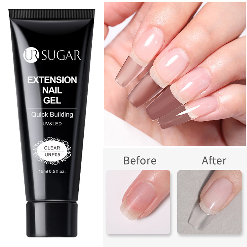 UR SUGAR เล็บปลอม โพลีคริสตัล เจล UV 15 มล. ต่อหลอด 39 สี สําหรับต่อเล็บ DIY