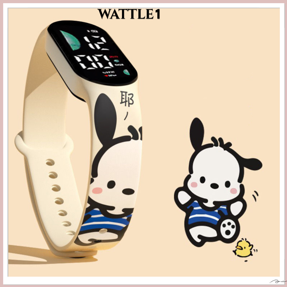 Wttle LED นาฬิกาดิจิตอล,การ์ตูน Sanrio เด็กกีฬานาฬิกา,กลางแจ้ง Kuromi Cinnamoroll กันน้ํา Pochacco นาฬิกาข้อมืออิเล็กทรอนิกส์เด็กชายหญิงของขวัญ