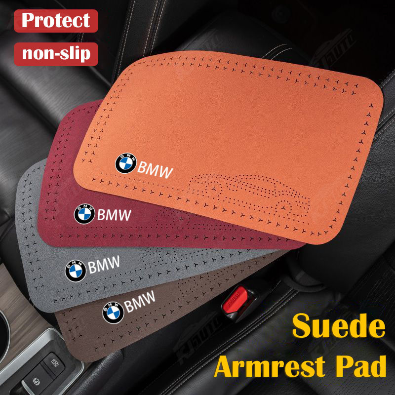 Bmw Suede Armrest Box Protective Pad High End Mens Business ที่กําหนดเองอุปกรณ์ตกแต่งภายในรถยนต์สําหรับ 3 Series 5 Series X5 X3 X1 2 Series 1/4/X4