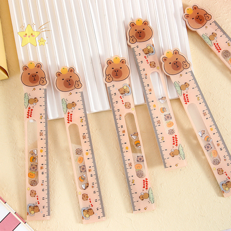 [JBTH] 1pc 15 ซม.ไม้บรรทัดวาดความงามสูงน่ารักการ์ตูน Capibala นักเรียนเรียนรู้เครื่องเขียนเครื่องมืออะคริลิค Rocker ไม้บรรทัด [JB]
