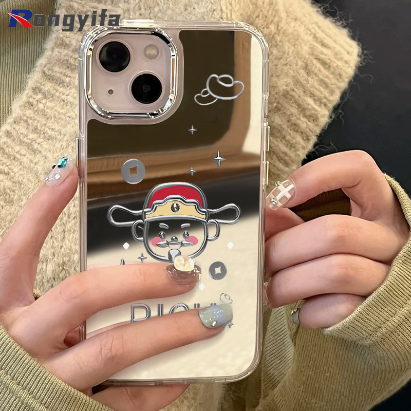 God of Wealth Mirror Cases สําหรับ Vivo V40 Pro Lite V40E Y37 Y37M Y36T Y300 Pro 5G Y200 Pro Mini Y9