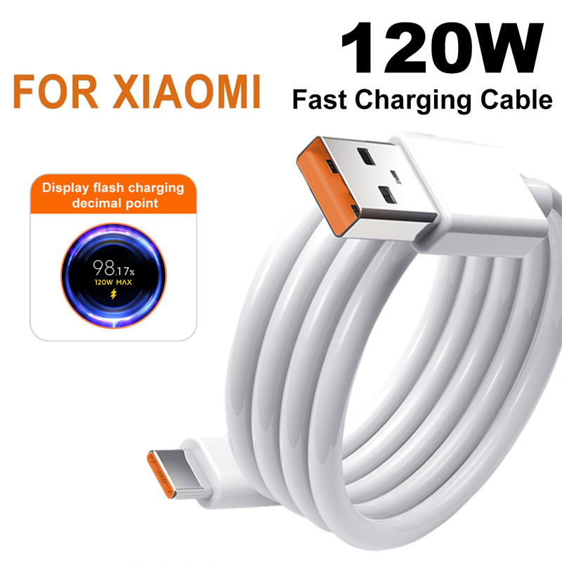 สายชาร์จ Xiaomi 120W สำหรับ  Xiaomi 11 12 13 14 Redmi Note 11T 12T 13 Pro POCO X4 X5 สายเคเบิลข้อมูล Xiaomi 6A USB TypeC Fast Charging Cable เข้ากันได้กับ 120W