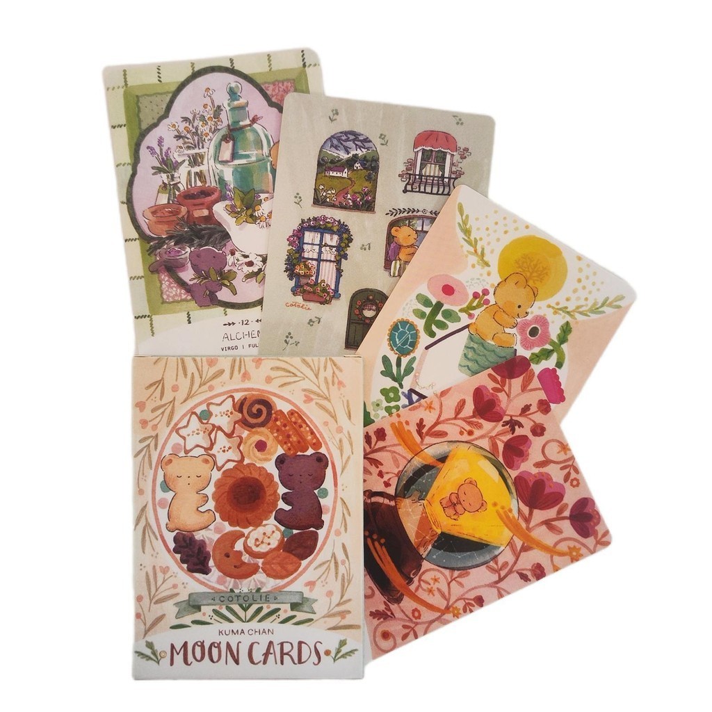 Kumachan Moon การ์ดลึกลับ Oracle Tarot สําหรับผู้เริ่มต้น Future Oracle การ์ดสําหรับครอบครัว Gathering Party Supplies hontinth