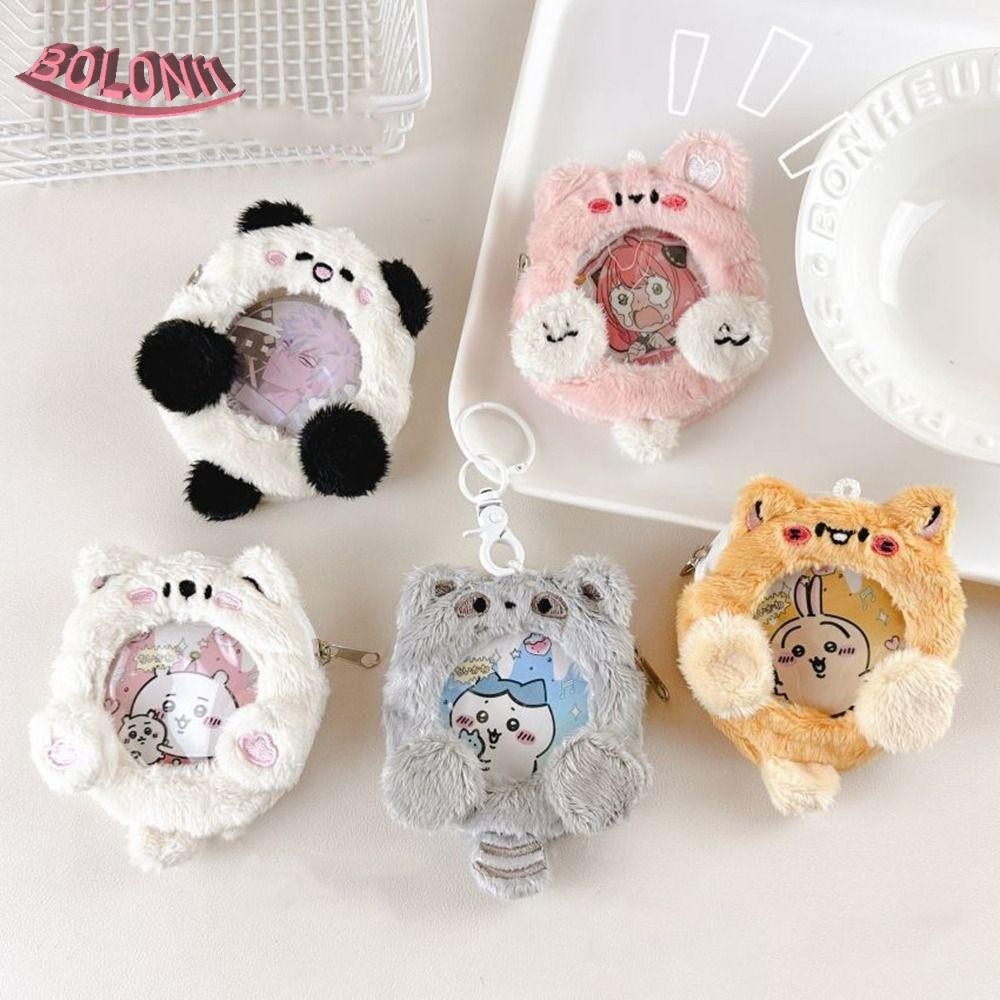 Bo Puppy Card Holder พวงกุญแจ, Panda Cat ป้ายโปร่งใส Ita กระเป๋า, Creative Dog Plush Soft การ์ตูนสัตว์กระเป๋าเหรียญสินค้าแสดง