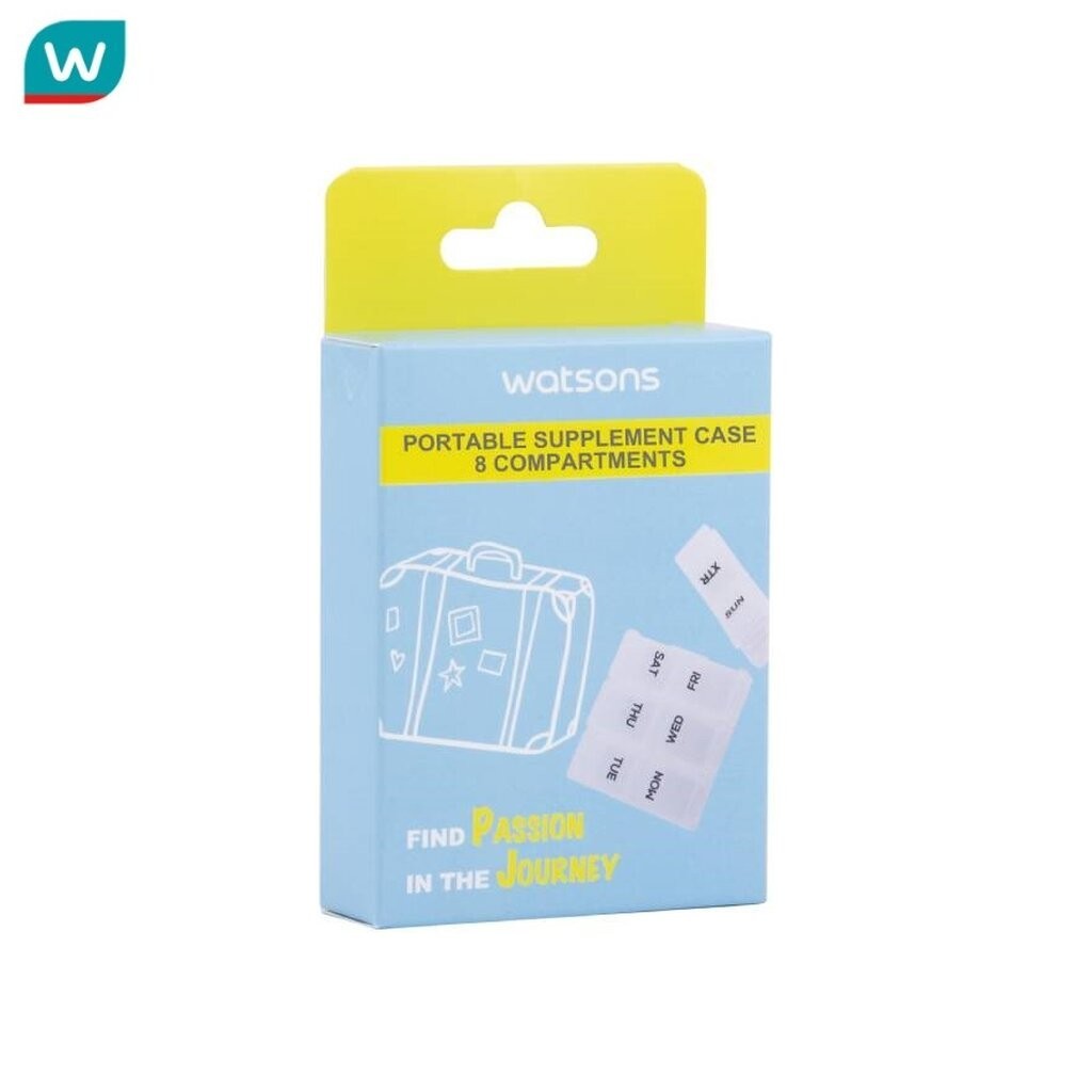 Watsons วัตสัน ตลับใส่ยา 8 ช่อง สำหรับแบ่งบรรจุยา 1 ตลับ.