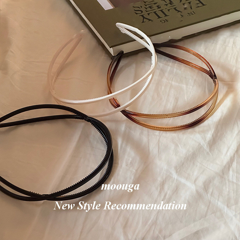 Mouga/simple All-Match อะคริลิคแถบคาดศีรษะฟัน Double-Layer Cross Hollow แถบคาดศีรษะ Hairpin Niche อารมณ์อุปกรณ์เสริมผม