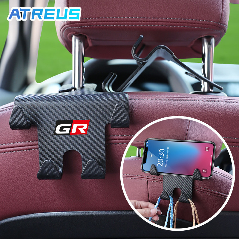 1ชิ้น Toyota GR ตะขอเเขวนในรถยนต์ ตะขอเก็บของ ตะขอที่แขวนของหลังเบาะรถยนต์ ที่วางโทรศัพท์มือถือในรถยนต์ ตะขอเอนกประสงค์บนรถ สําหรับ Toyota Prius Fortuner Corolla Cross CHR Camry Wish Vios Veloz Estima Sienta Yaris Ativ Altis Hilux Revo bZ4X Hiace