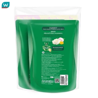Parrot แพรอท ครีมอาบน้ำ กลิ่น พฤกษานานาพรรณ (สีเขียว) ถุงเติม 400 มล. แพ็คคู่