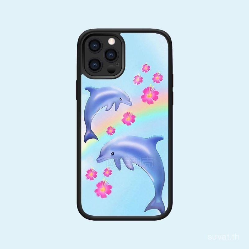 สไตล์เกาหลีสีฟ้า Dolphin เคส iPhone สำหรับ iPhone XR 8PLUS 13PROMAX 15pro XS เคสป้องกัน11 15 12 14 PROMAX xsmax เคสป้องกันฝุ่น7plus 11 13 14 12 Pro txwf