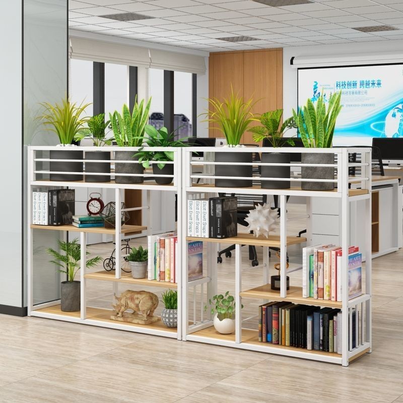 Partition shelf iron office bookshelf display shelf floor flower shelf