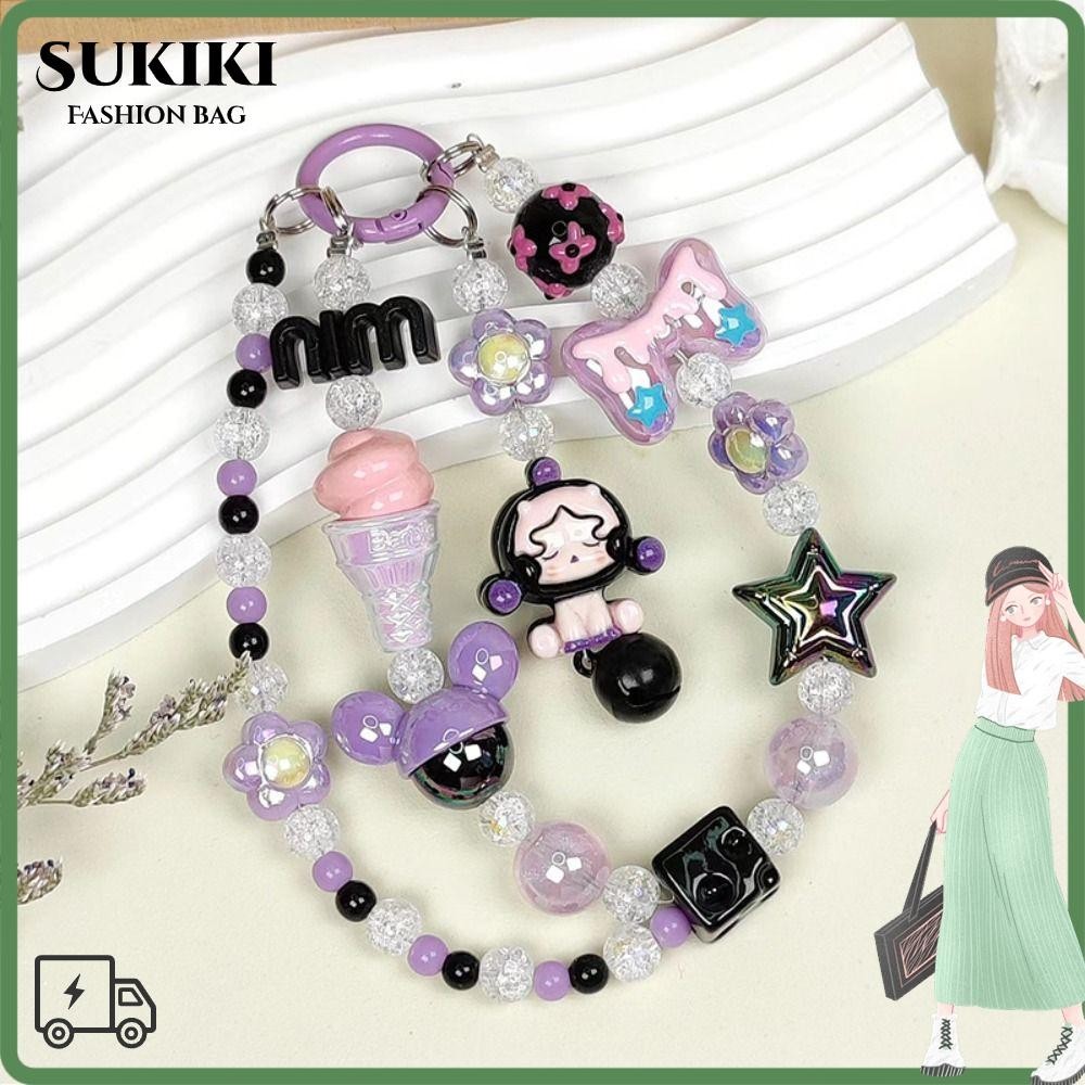 Labubu สายคล้องโทรศัพท์มือถือ, เชือกเสน่ห์โทรศัพท์ POP Mart ป้องกันการสูญหาย, สายแขวนที่มีสีสัน Universal Mobile Chain Lanyard