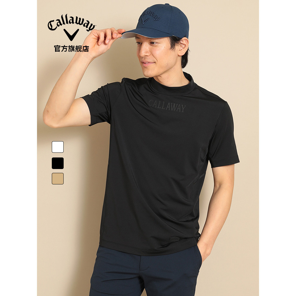 Callaway Callaway Golf Clothing Men Summer Sports Stretch Half High Neck T-Shirt Men Short-Sleeved T