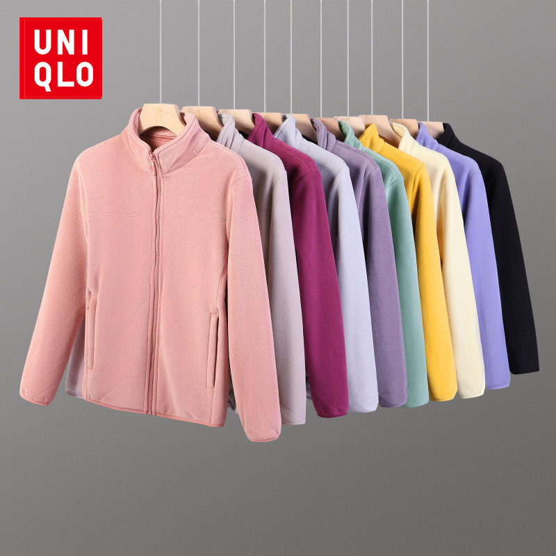 Uniqlo คู่ Polar ขนแกะแจ็คเก็ตอุ่น Plush ขนแกะซิปแจ็คเก็ตเสื้อแขนยาวเสื้อกันหนาวเสื้อแจ็คเก็ต