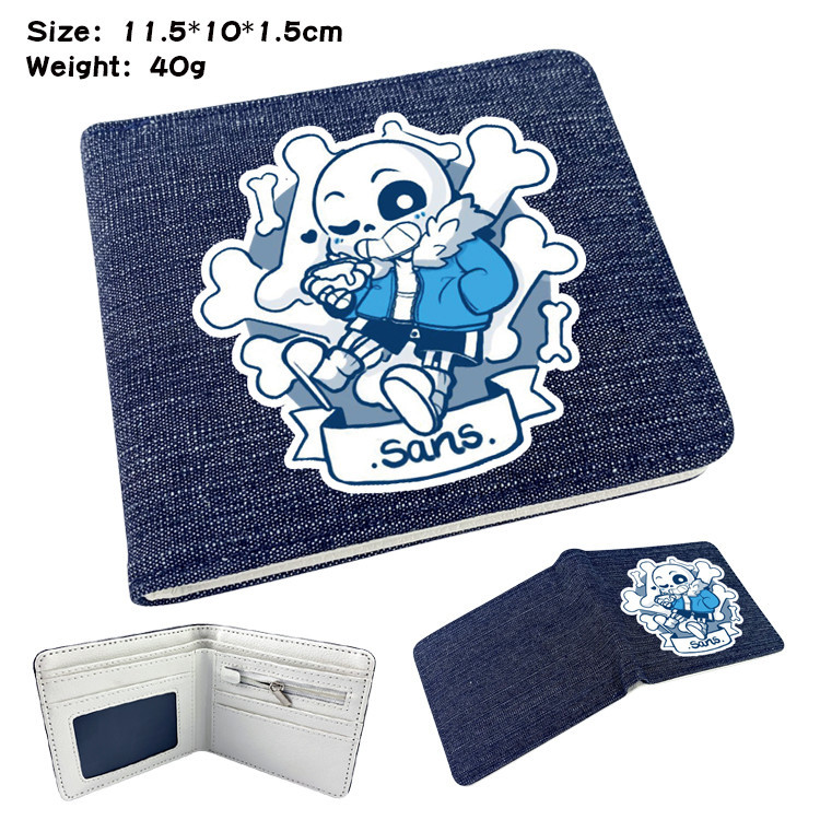 Underple Sans การ์ตูนอุปกรณ์ต่อพ่วง Denim Casual ID กระเป๋าสตางค์ใบสั้นกระเป๋าเงินเหรียญเยาวชนของขวัญนักเรียน