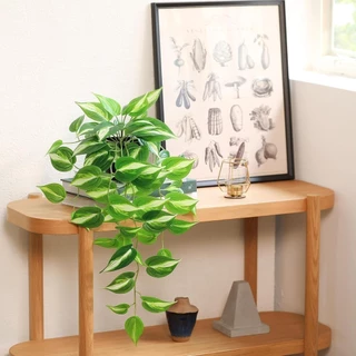 ไม้เลื้อยปีศาจประดิษฐ์ Golden Pothos ต้นไม้ปลอม,แขวนกระถางต้นไม้สําหรับลานบ้านผนังในร่มกลางแจ้งตกแต่ง (H 26in)
