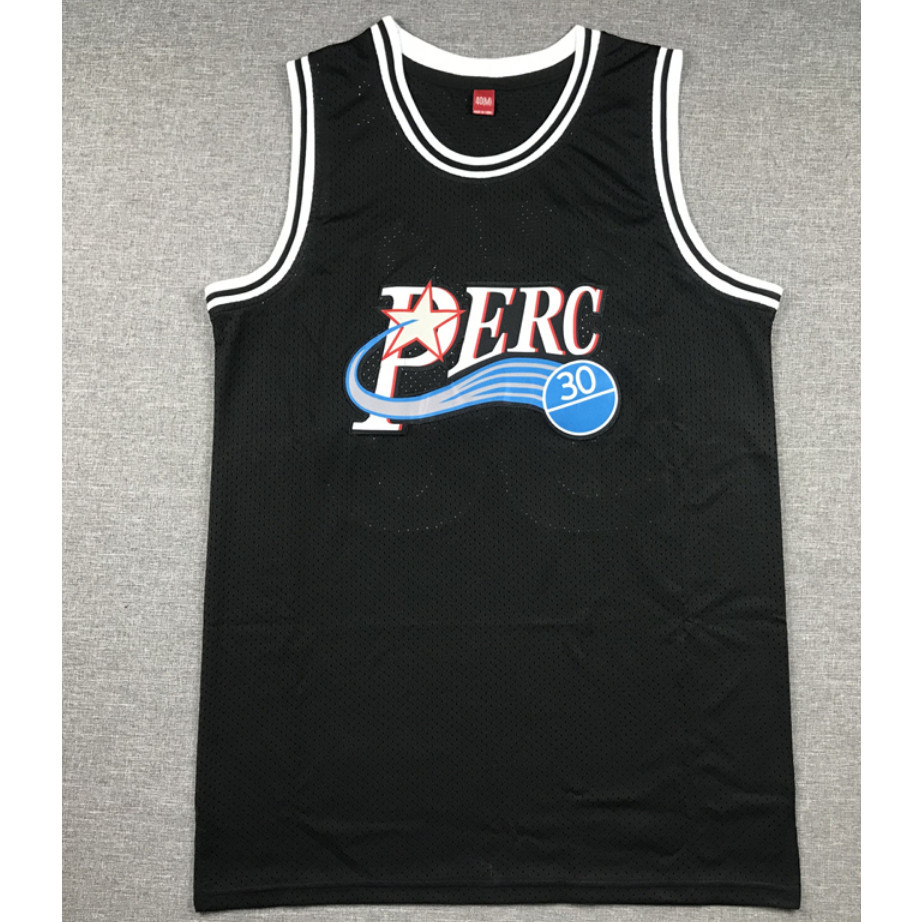 ใหม่ผู้ชาย Philadelphia 76ers 30 ภาพยนตร์ perc ocet เย็บปักถักร้อยเสื้อบาสเกตบอล jersey สีดํา