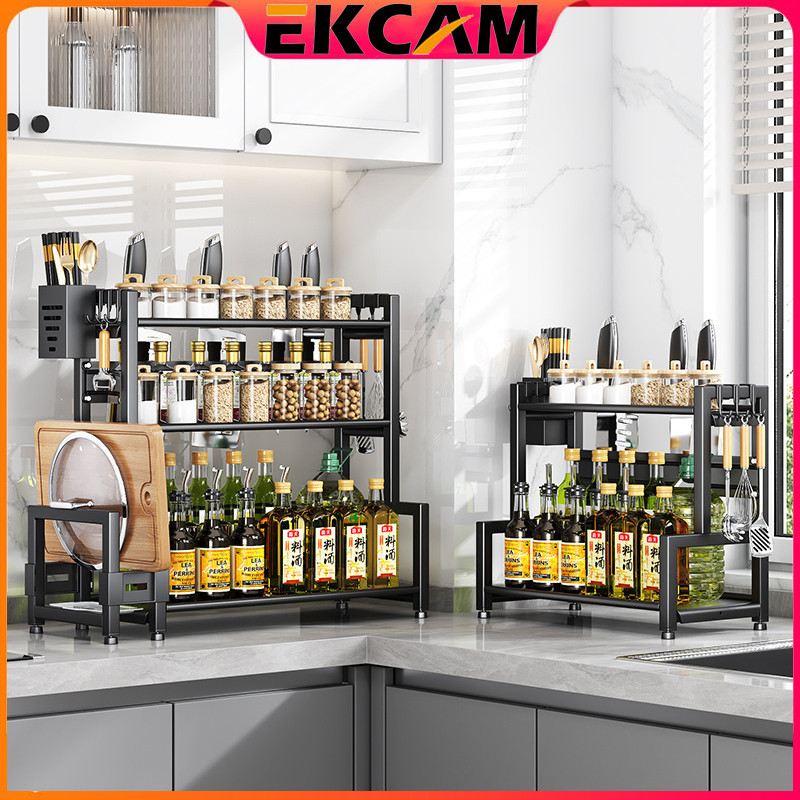 Ekcam ชั้นวางเครื่องปรุง สแตนเลส 2/3ชั้น ความยาว 30/40/50cm ชั้นวางของในครัว ชั้นวางของในห้องครัวอเนกประสงค์ kitchen