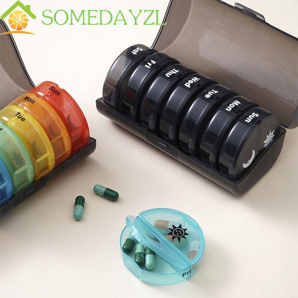 Somedayzl Vitamin Storage Case, Drug Container 14-Grid 7-Day Splitter Pill Organizer,พลาสติกAM/PMช่องReusable Daily Pill Boxวิตามินและอาหารเสริม