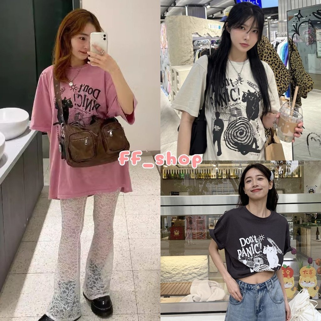 FF.shop เสื้อยืดแขนสั้น สไตล์เกาหลี oversize ผ้านิ่มใส่สบาย วินเทจ #C020
