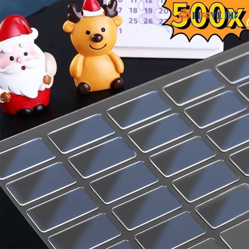 500ชิ้น/ล็อตแผ่นกาวสองหน้า-แพทช์กาวไร้รอยต่อโปร่งใส-ทําเอง กล่องตาบอดภูมิทัศน์ตุ๊กตาเท้าสติกเกอร์คงที่