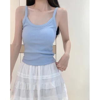 🍇Evelyn🍇​สายเดี่ยว สลิมฟิต มีฟองน้ำในตัว เซ็กซี่ เสื้อกล้ามผู้หญิง สไตล์ y2k หลากสี ใส่สบาย ส่งไวจากไทย