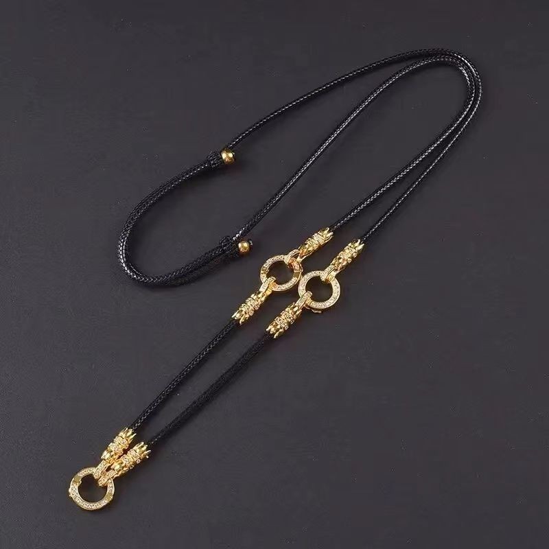✨T Thailand Original Amulet เชือกสามแขวนสร้อยคอหนังเชือก Lotus สไตล์จี้เชือกเพชรสีการเก็บรักษา Princess Amulet Chain FL0813z