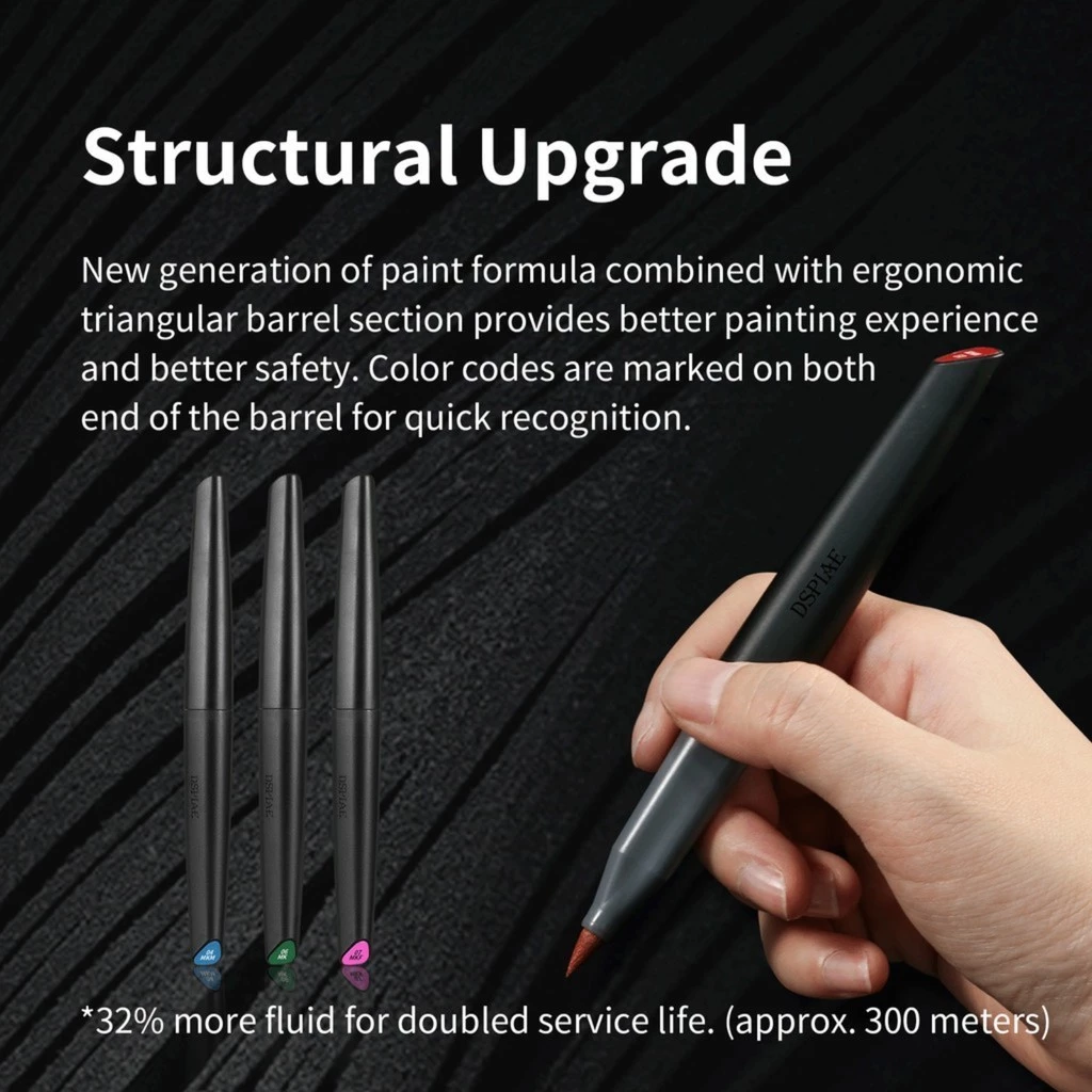 Dspiae Water-Based Soft Head Marker สําหรับกันดั้มรุ่นสีฐานโลหะสี Mecha ทหารรุ่นภาพวาด DIY เครื่องหมาย