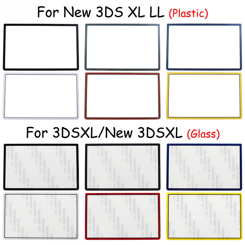 1pcs Upper ด้านหน้าด้านบนกรอบหน้าจอเลนส์หน้าจอ LCD พร้อมกาวสําหรับ Nintendo 3DS XL LL ใหม่ 3DSXL 3DSLL พลาสติกและกระจกเลนส์