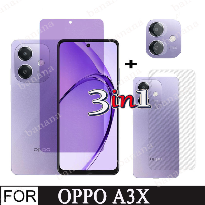 3 in 1 Oppo A3x Matte Privacy/เซรามิคฟิล์มนุ่มสําหรับOppo A60 4G A3 Pro 5G Anti Blue Light Rayกระจกนิรภัยป้องกันหน้าจอและเลนส์กล้องกระจกProtector