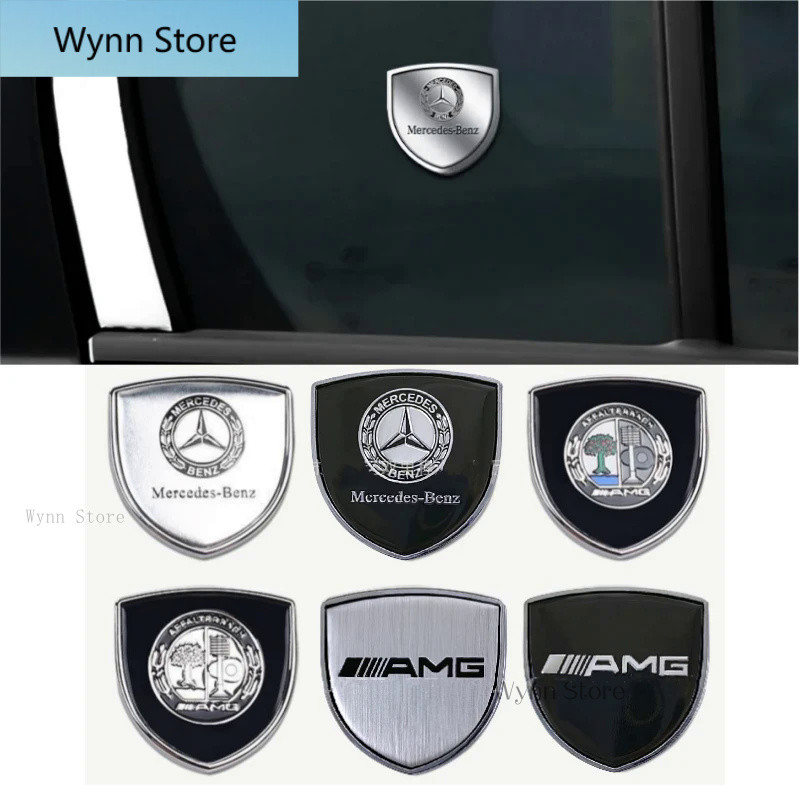 ♣♣2pcs 3D โลหะรถหน้าต่าง Trunk Emblem Decor สติกเกอร์สําหรับ Mercedes Benz AMG W204 W213 W212 W205 W