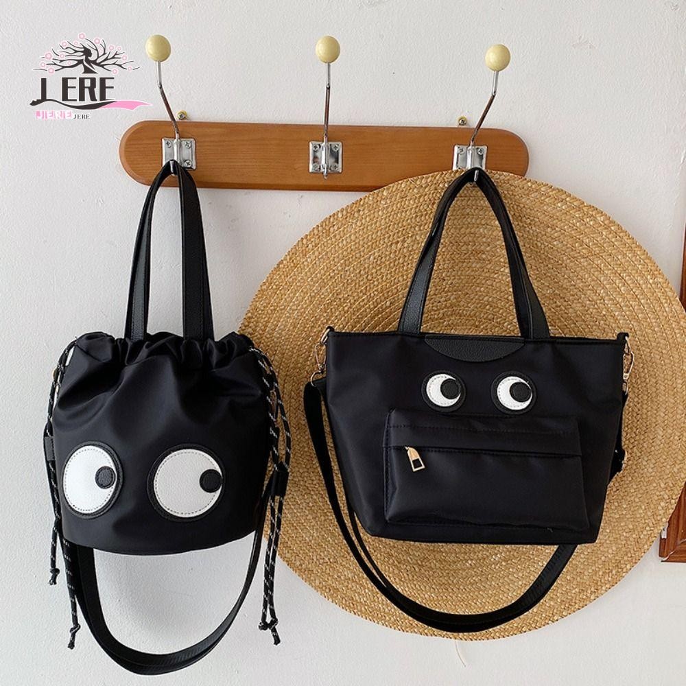 Jeremy1 Drawstring Bucket Bag, Big Eyes Lipstick Bag Canvas Crossbody Bag, Portable Korean Style Coin Purse Storage Bag Single Shoulder Bag Girl