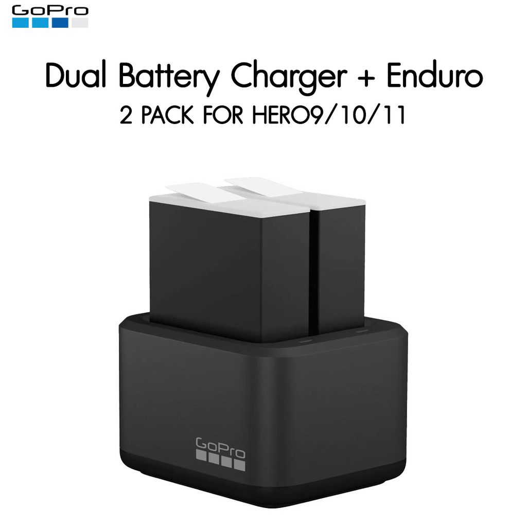 GoPro Dual Battery Charger + ENDURO 2 PACK FOR HERO 9/10/11/12 Black