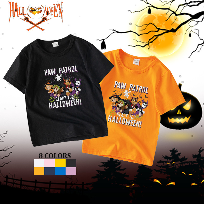 Halloween ฮาโลวีน Paw Patrol เด็กผ้าฝ้ายแขนสั้นเสื้อยืด 8สีแฟชั่นทีสําหรับเด็กชายและเด็กหญิงวWHS010
