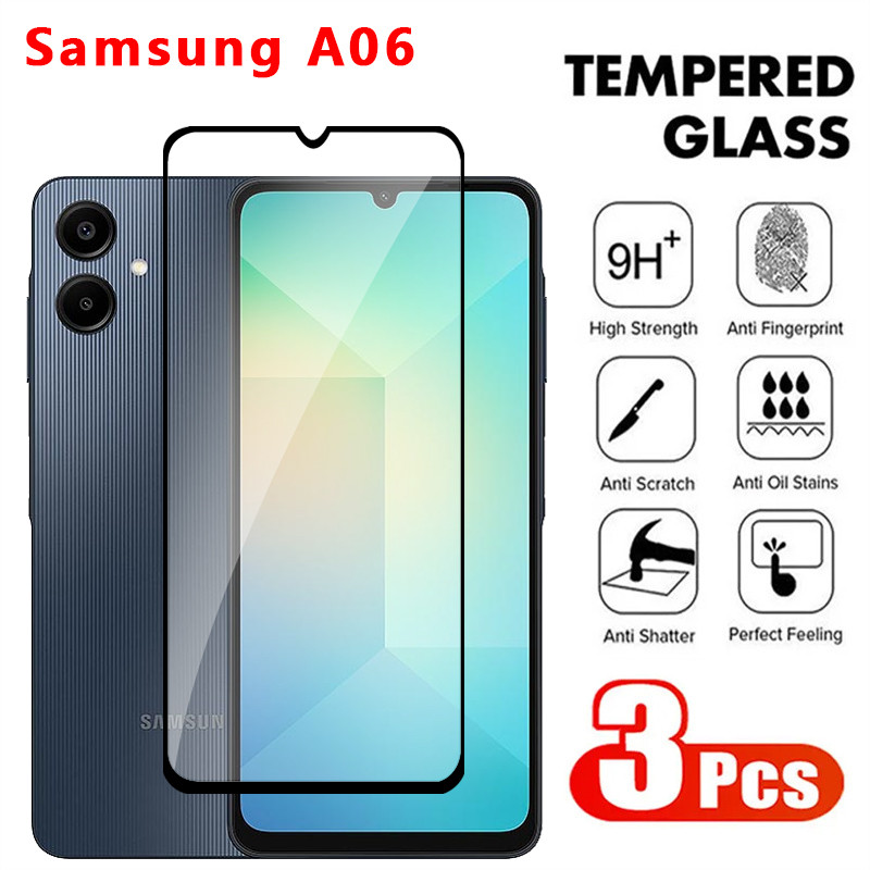 กระจกนิรภัยสําหรับ Samsung Galaxy A06 4G 2024 ป้องกันหน้าจอคลุมทั้งหมดกระจกป้องกันสําหรับ GalaxyA06 A 06 ฟิล์มแก้ว