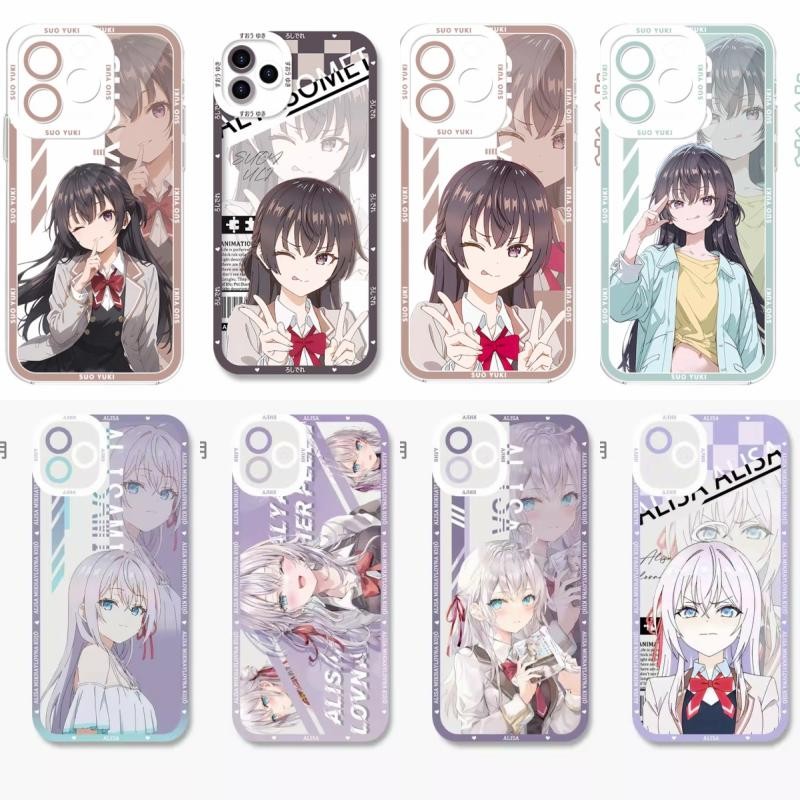 น่ารัก Suo Yuki Alisa อะนิเมะสําหรับ Iphone 15 Pro Max 11 12 13 14 Pro Max เคสโทรศัพท์ซิลิโคนใส Angel Eyes โปร่งใสกันกระแทกกล้องป้องกันรูปแบบ TPU Square