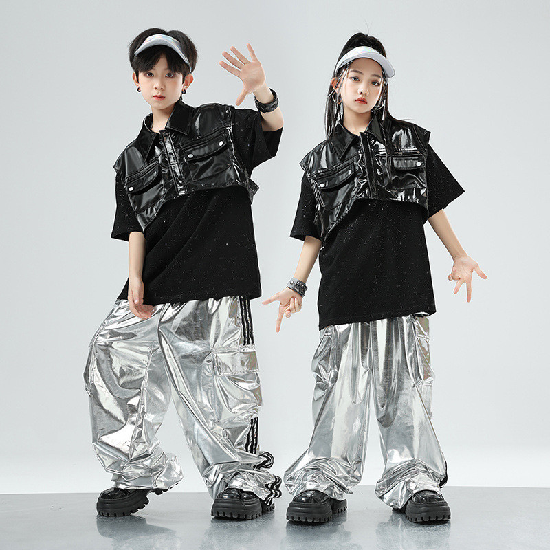 Street Dance เด็กอินเทรนด์เสื้อผ้าประสิทธิภาพเสื้อผ้าเด็กชุด hiphop เสื้อผ้าเด็ก Hip Hop แจ๊สหนังเสื้อผ้าเสื้อกั๊ก Cool Fried Street