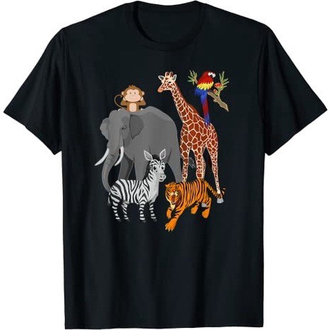 เสื้อยืดผ้าฝ้ายพรีเมี่ยม เสื้อยืด พิมพ์ลายสวนสัตว์ สัตว์ป่า ปาร์ตี้วันเกิด S-5XL