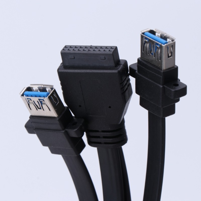 Utake USB Splitter Cable เมนบอร์ด 19Pin to 2 USB 3 0 Extension Cable Shielded Line