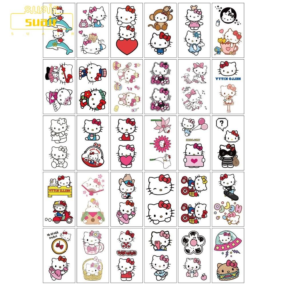ซูร์ รอยสักชั่วคราว, สติ๊กเกอร์การ์ตูนคุโรมิกันน้ํา, สติ๊กเกอร์หน้าปลอดสารพิษคิตตี้น่ารัก