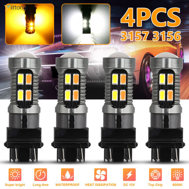 Yt- 4 ชิ้นไฟเลี้ยวหลอดไฟ 3157 3156 สีขาว/Amber Led DRL Switchback ที่จอดรถหลอดไฟ 4157na 3452a