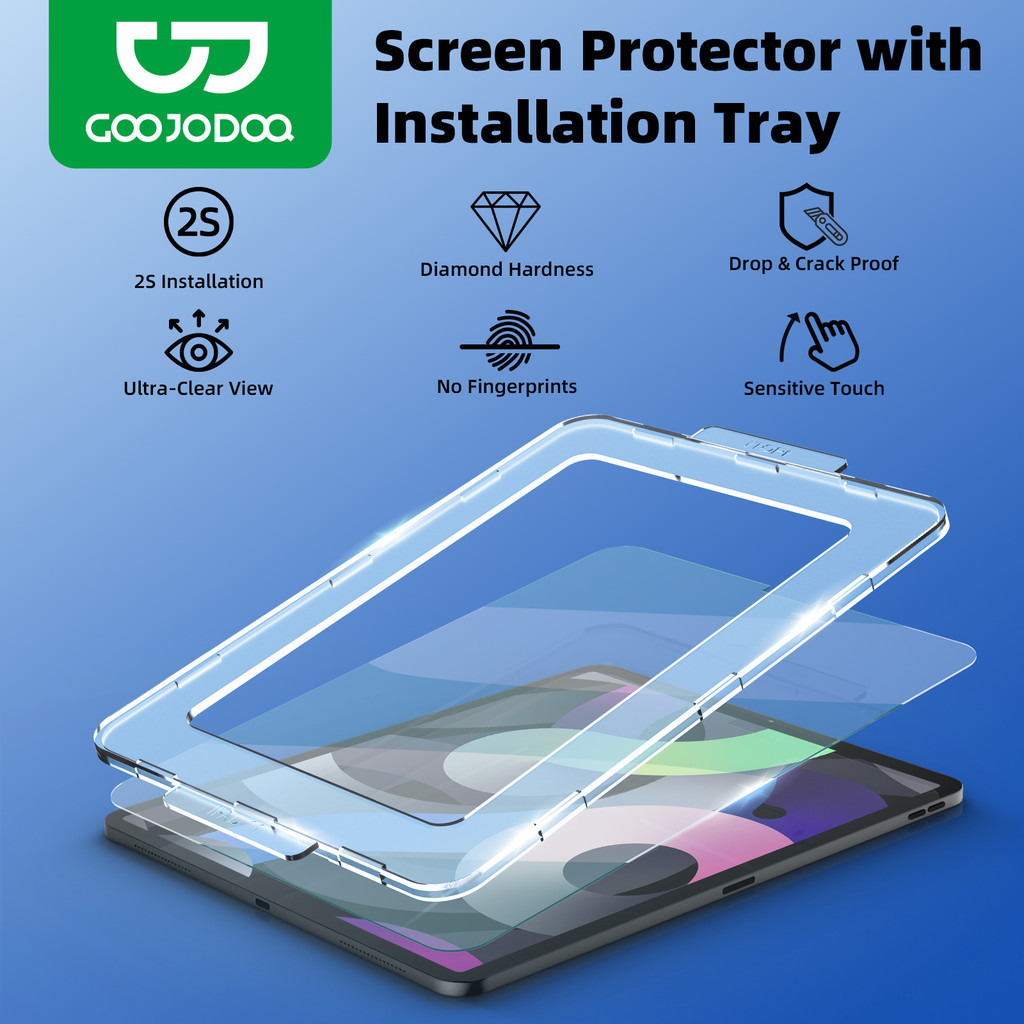 GOOJODOQ IPad screen protector, easy to install in 2 seconds with high transparency and sensitivity 